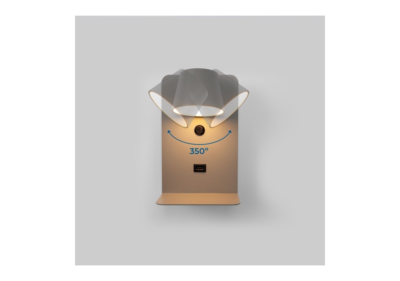 Applique murale liseuse avec port USB "BASKOP"-6W-Design vertical - LN1545-G1 - Barcelona LED