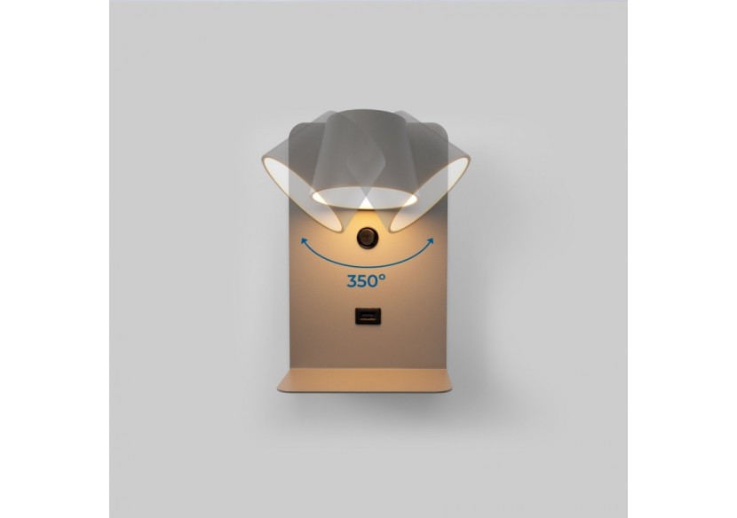 Applique murale liseuse avec port USB "BASKOP"-6W-Design vertical - LN1545-G1 - Barcelona LED