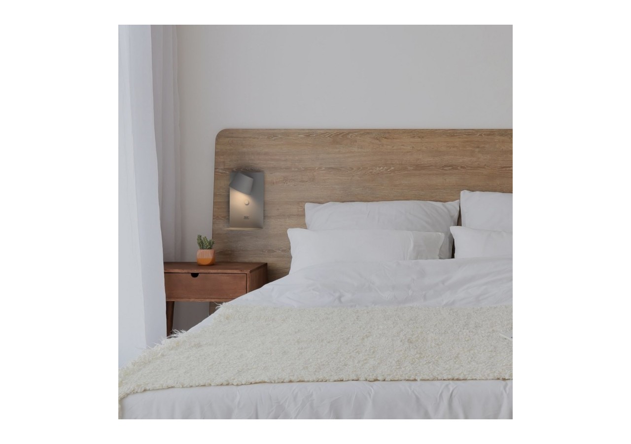 Applique murale liseuse avec port USB "BASKOP"-6W-Design vertical - LN1545-G1 - Barcelona LED