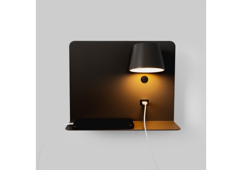 Applique murale liseuse avec port USB "BASKOP"-6W-Design horizontal - LN1541-N - Barcelona LED