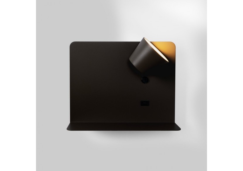 Applique murale liseuse avec port USB "BASKOP"-6W-Design horizontal - LN1541-N - Barcelona LED