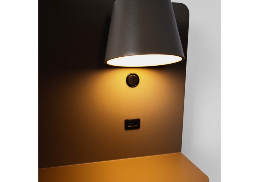 Applique murale liseuse avec port USB "BASKOP"-6W-Design horizontal - LN1541-N - Barcelona LED