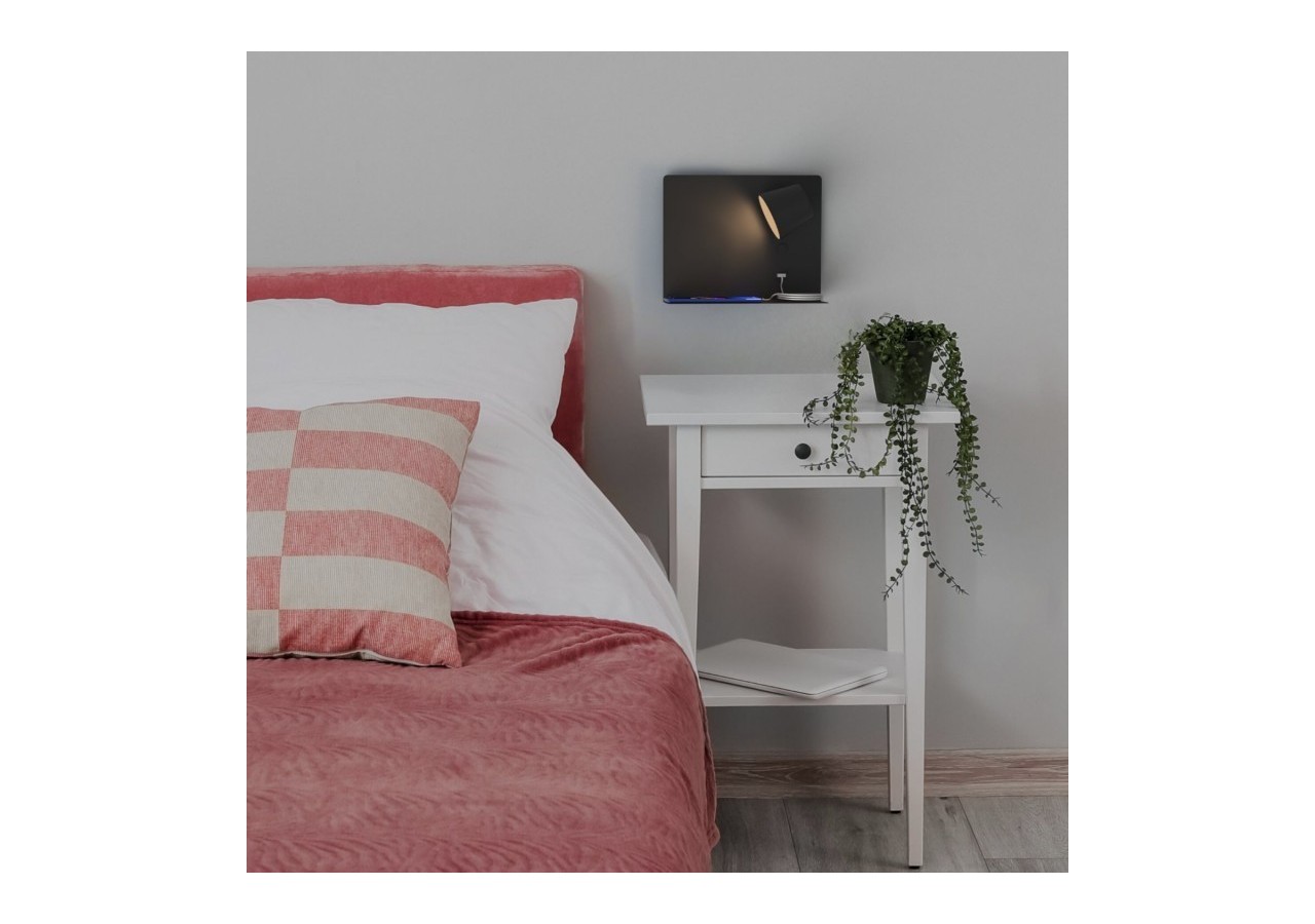 Applique murale liseuse avec port USB "BASKOP"-6W-Design horizontal - LN1541-N - Barcelona LED