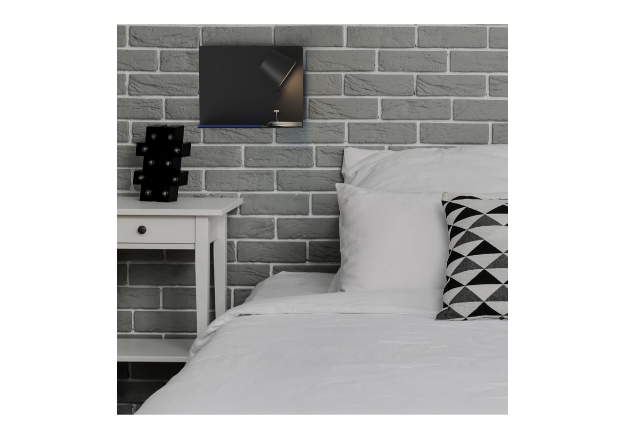 Applique murale liseuse avec port USB "BASKOP"-6W-Design horizontal - LN1541-N - Barcelona LED