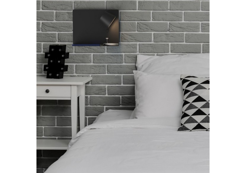 Applique murale liseuse avec port USB "BASKOP"-6W-Design horizontal - LN1541-N - Barcelona LED