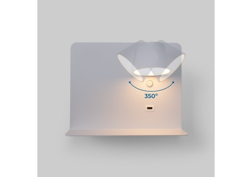 Applique murale liseuse avec port USB "BASKOP"-6W-Design horizontal - LN1541-B - Barcelona LED
