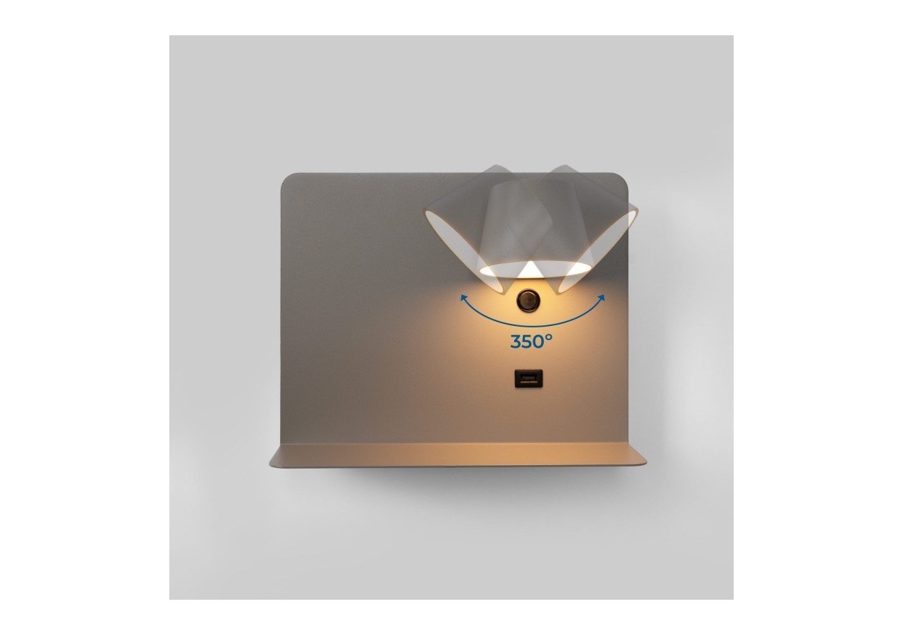 Applique murale liseuse avec port USB "BASKOP"-6W-Design horizontal - LN1541-G - Barcelona LED