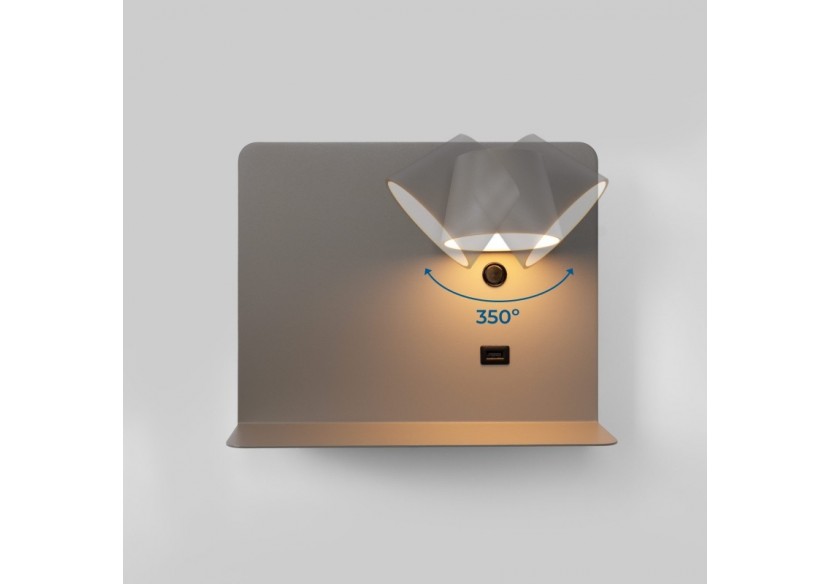 Applique murale liseuse avec port USB "BASKOP"-6W-Design horizontal - LN1541-G - Barcelona LED