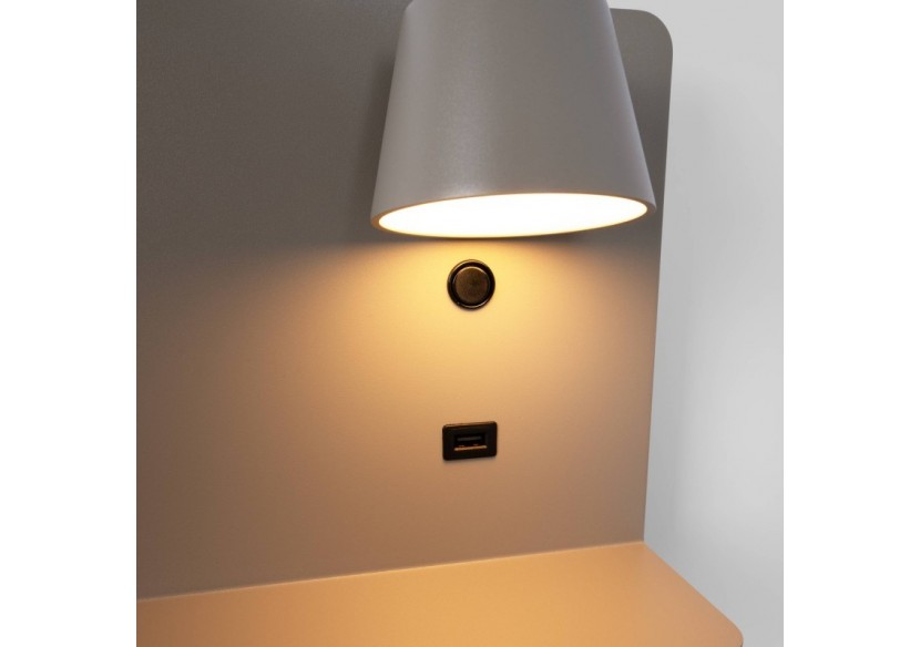 Applique murale liseuse avec port USB "BASKOP"-6W-Design horizontal - LN1541-G - Barcelona LED