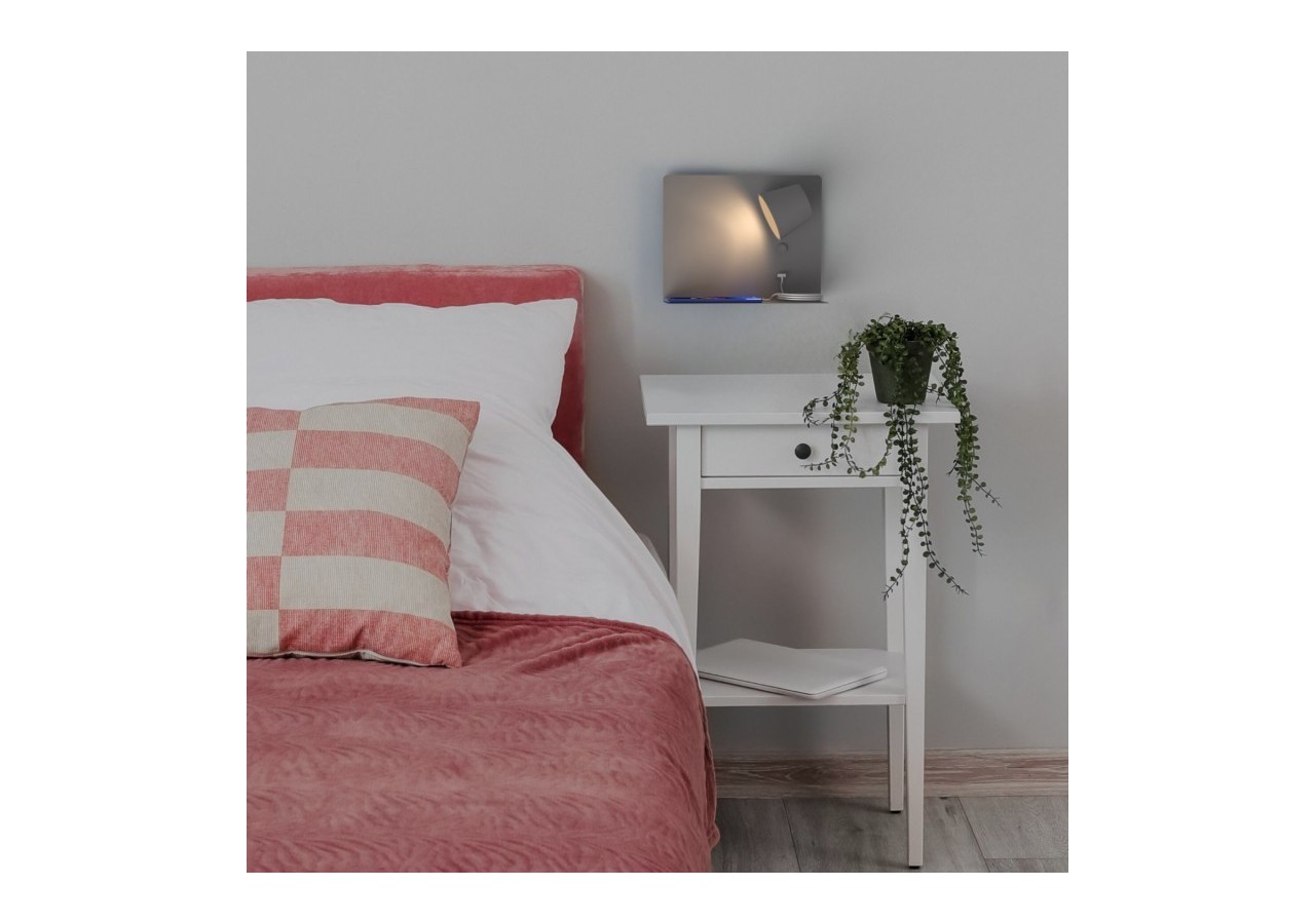 Applique murale liseuse avec port USB "BASKOP"-6W-Design horizontal - LN1541-G - Barcelona LED