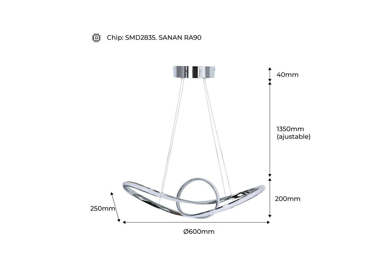 Suspension LED modulable 34 W "Loren" Gamme Hollywood - LN1619-BN - Barcelona LED