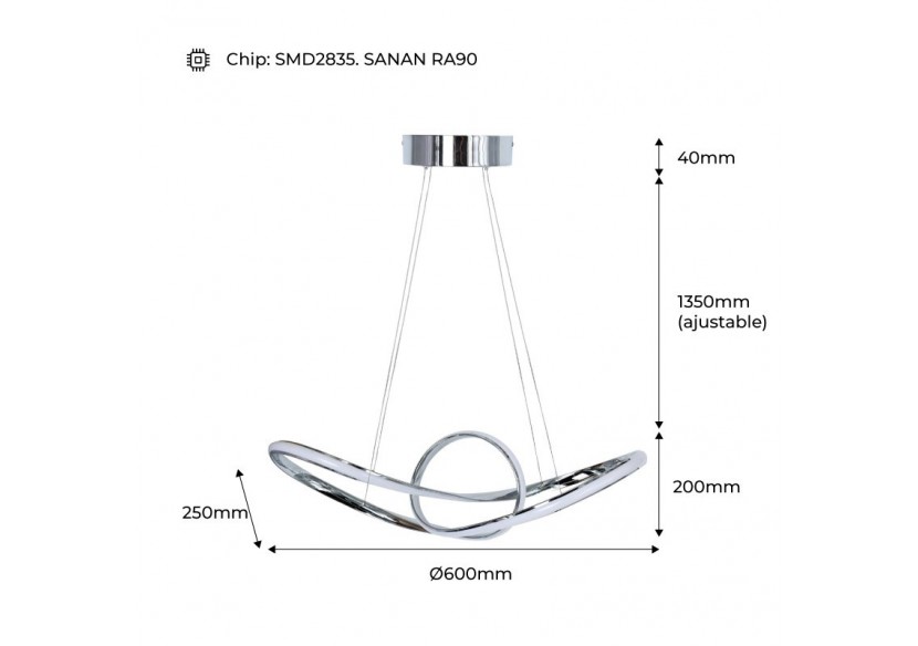 Suspension LED modulable 34 W "Loren" Gamme Hollywood - LN1619-BN - Barcelona LED Suspension LED modulable 34 W "Loren" Gamme Hollywood - LN1619-BN - Barcelona LED