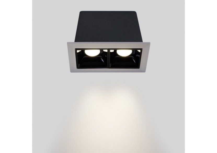 Spot linéaire LED encastrable double 4W-UGR18-IRC90-Puce OSRAM - B1218-4W-B-BN - Barcelona LED Spot linéaire LED encastrable double 4W-UGR18-IRC90-Puce OSRAM - B1218-4W-B-BN - Barcelona LED