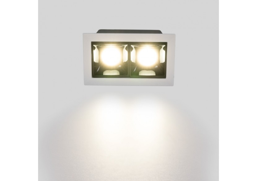 Spot linéaire LED encastrable double 4W-UGR18-IRC90-Puce OSRAM - B1218-4W-B-BN - Barcelona LED Spot linéaire LED encastrable double 4W-UGR18-IRC90-Puce OSRAM - B1218-4W-B-BN - Barcelona LED