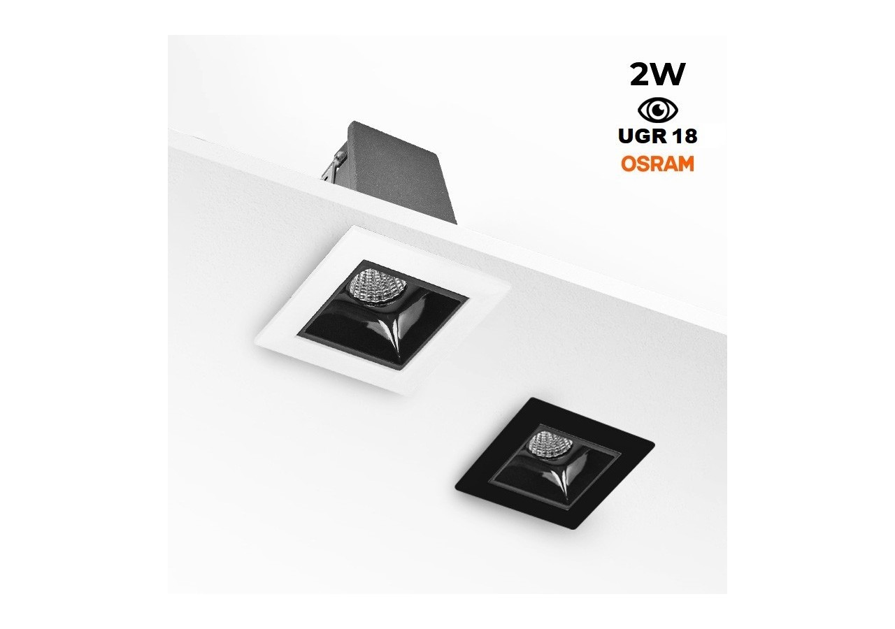 Spot LED encastrable carré 2W-UGR18-IRC90-Puce OSRAM - B1210-N-BC - Barcelona LED