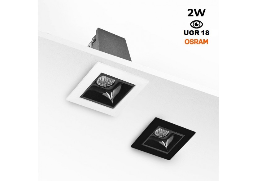 Spot LED encastrable carré 2W-UGR18-IRC90-Puce OSRAM - B1210-N-BC - Barcelona LED Spot LED encastrable carré 2W-UGR18-IRC90-Puce OSRAM - B1210-N-BC - Barcelona LED