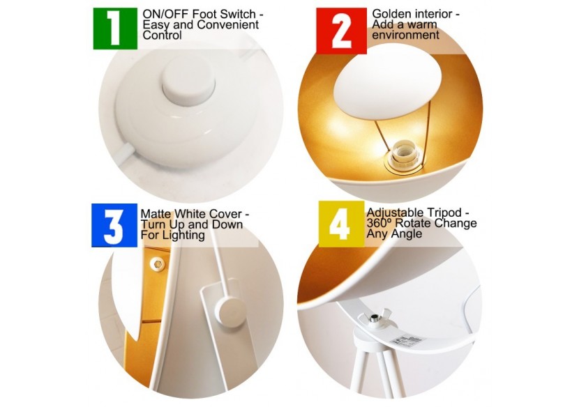 Lampadaire vintage avec trépied "Galilen"-E27 - LV428-B - Barcelona LED