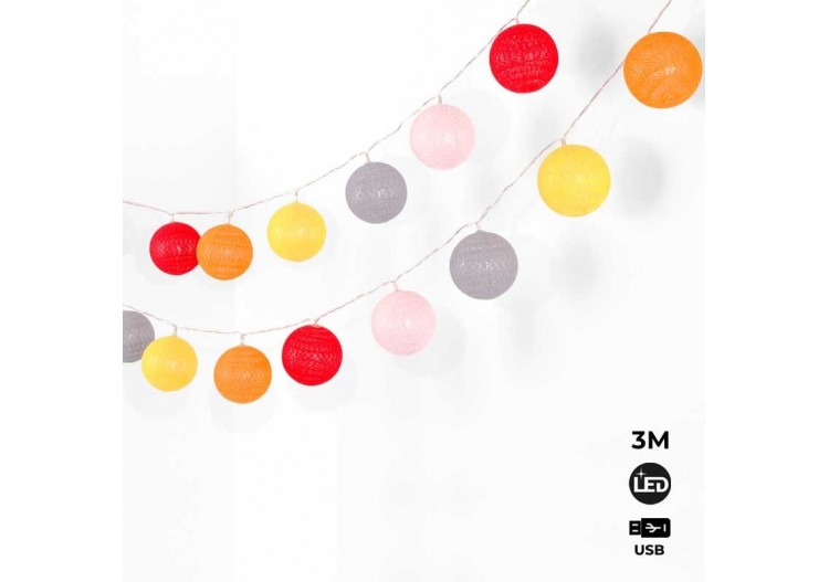 Guirlande lumineuse exterieur 24 boules 3m USB-Intérieur / Extérieur - B2047-WGO - Barcelona LED
