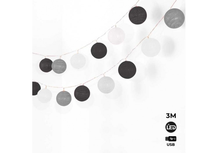 Guirlande lumineuse exterieur 24 boules 3m USB-Intérieur / Extérieur - B2047-WKG - Barcelona LED