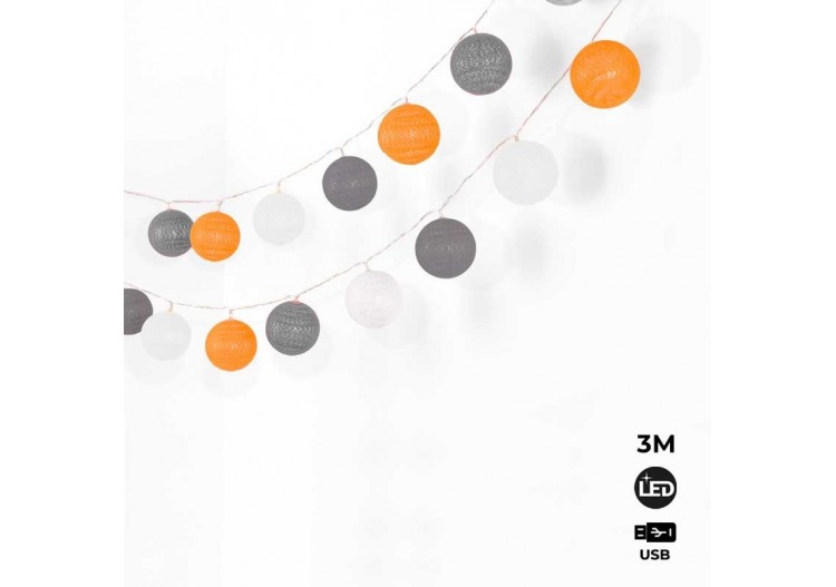 Guirlande boule lumineuse 3mètres IP44 Prise USB - B2044-WGO - Barcelona LED