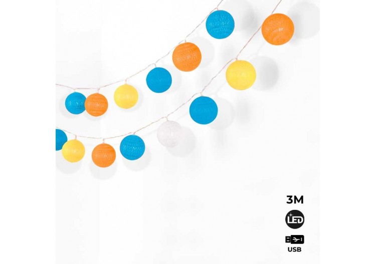 Guirlande boule lumineuse 3mètres IP44 Prise USB - B2044-WBY - Barcelona LED
