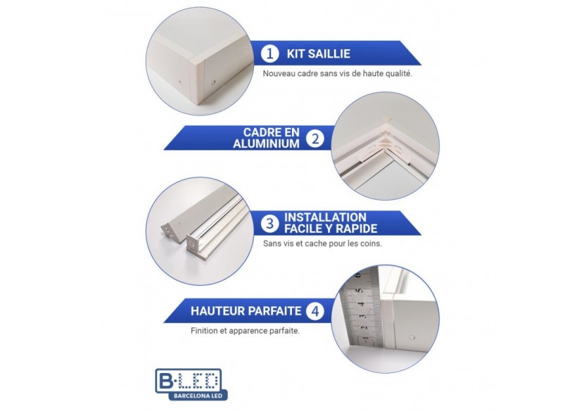 Panneau LED 60x60 en saillie extra-plat-Driver PHILIPS-44W-UGR19-avec KIT de montage - B4292-UGR19-BF1 - Barcelona LED