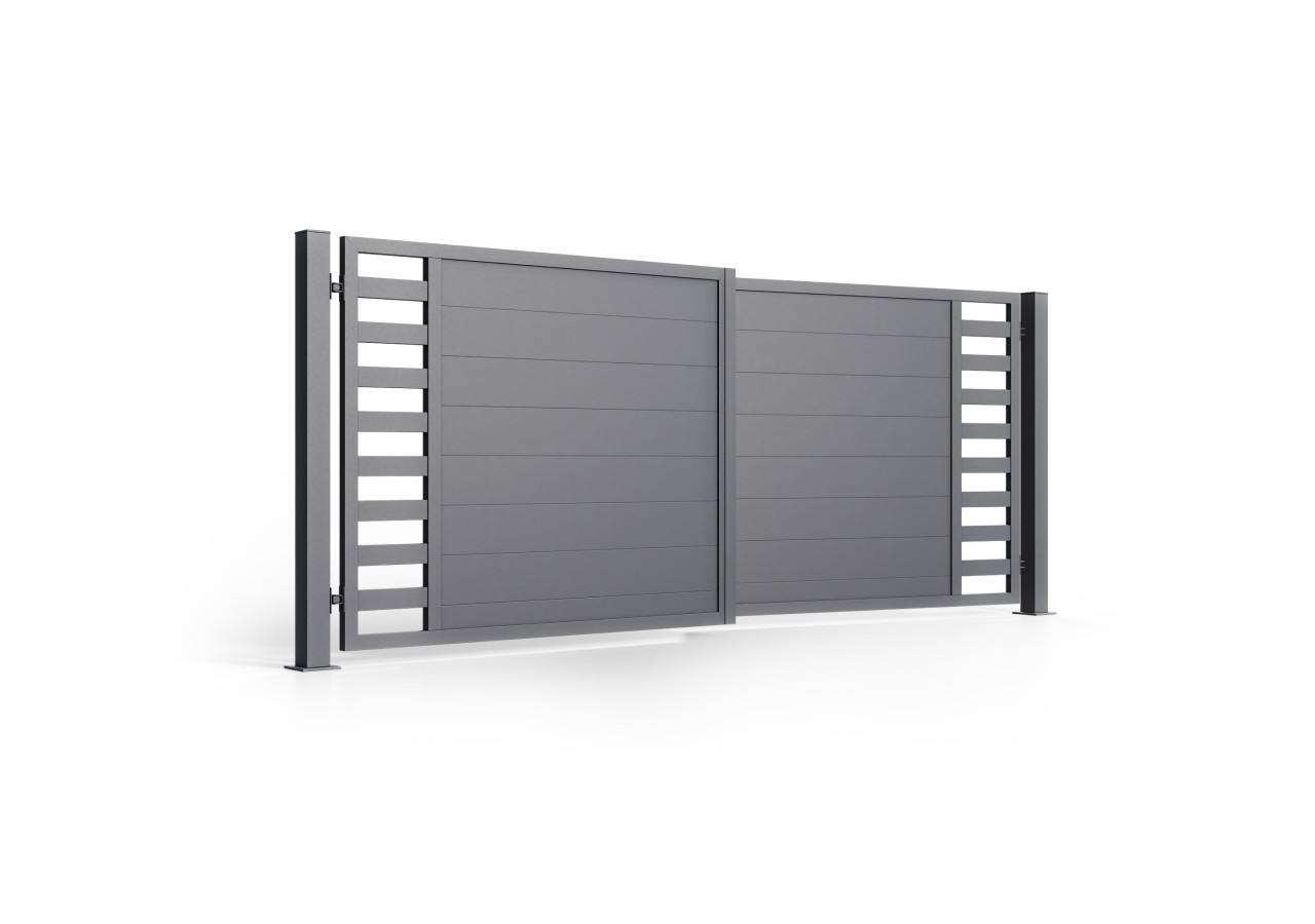 Portail en aluminium à deux battants industriel Viverone
