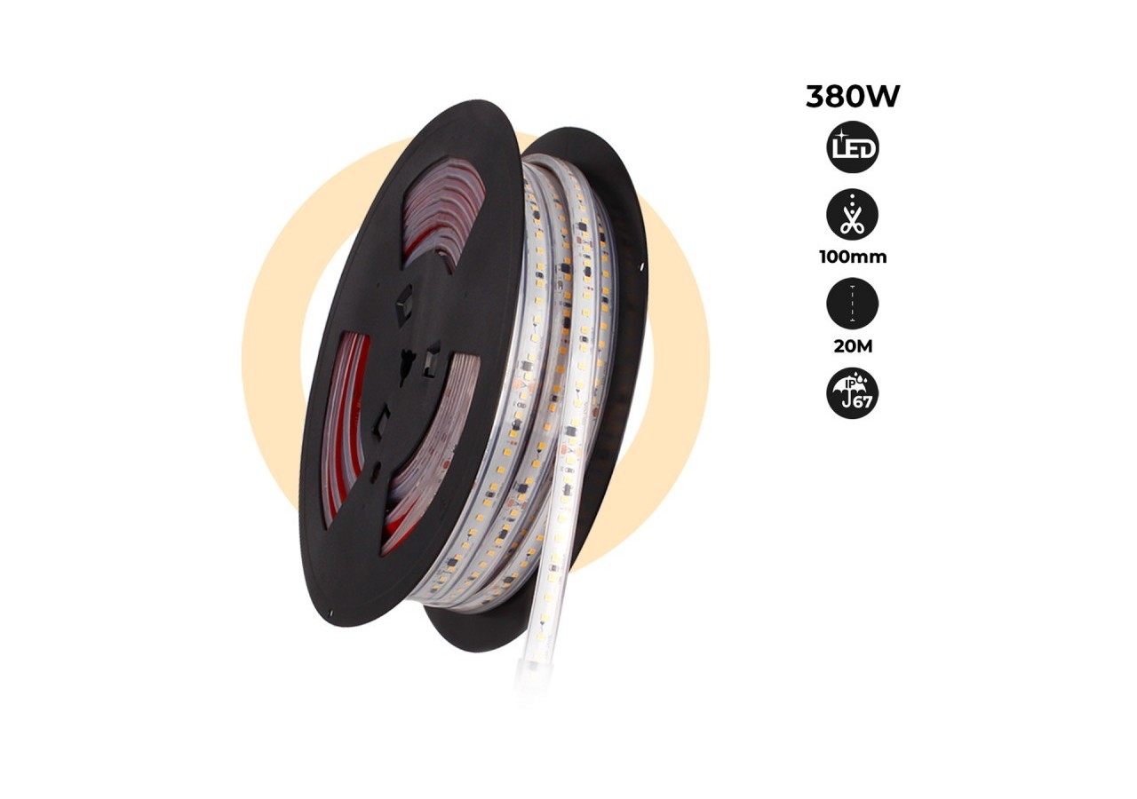 Ruban LED 230V 300W (2400xSMD2835) 12mm IP67 Rouleau de 20m - B1540-BN - Barcelona LED