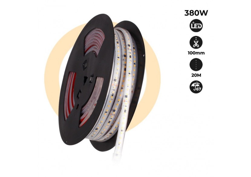 Ruban LED 230V 300W (2400xSMD2835) 12mm IP67 Rouleau de 20m - B1540-BN - Barcelona LED