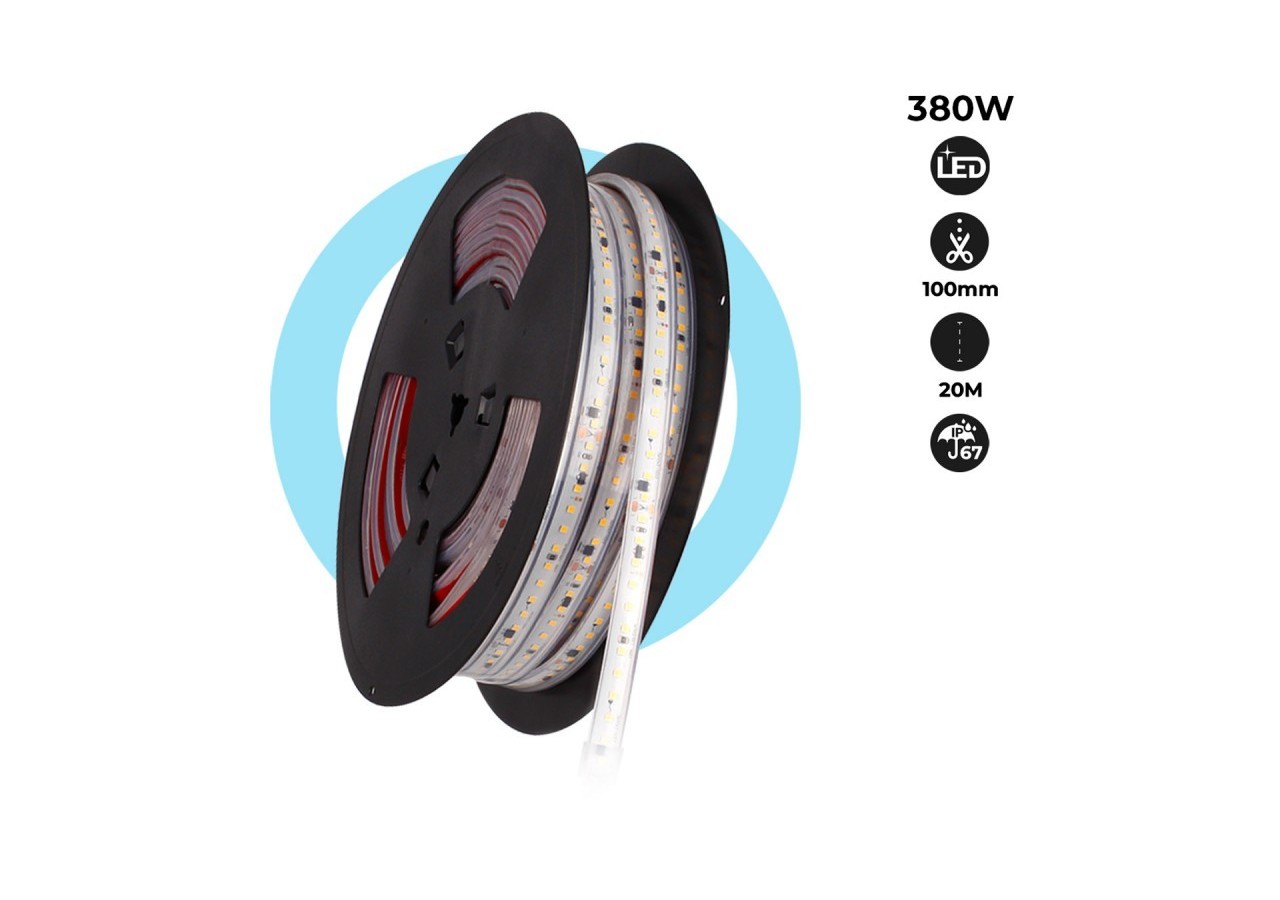 Ruban LED 230V 300W (2400xSMD2835) 12mm IP67 Rouleau de 20m - B1540-BF - Barcelona LED