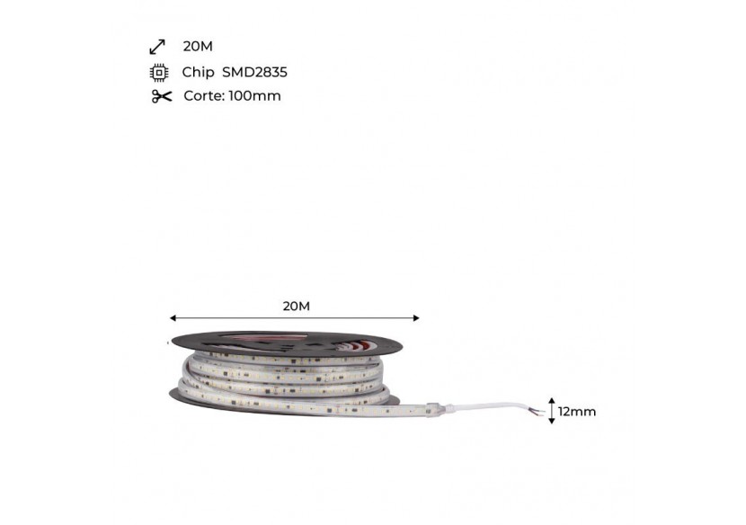Ruban LED 230V 300W (2400xSMD2835) 12mm IP67 Rouleau de 20m - B1540-BF - Barcelona LED