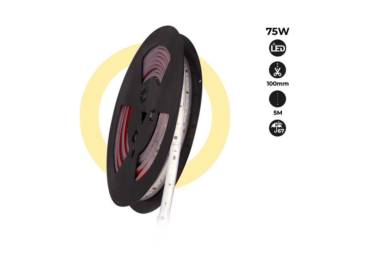 Ruban LED 230V 75W (600xSMD2835) 12mm IP67 Rouleau de 5 mètres - B1535-270 - Barcelona LED