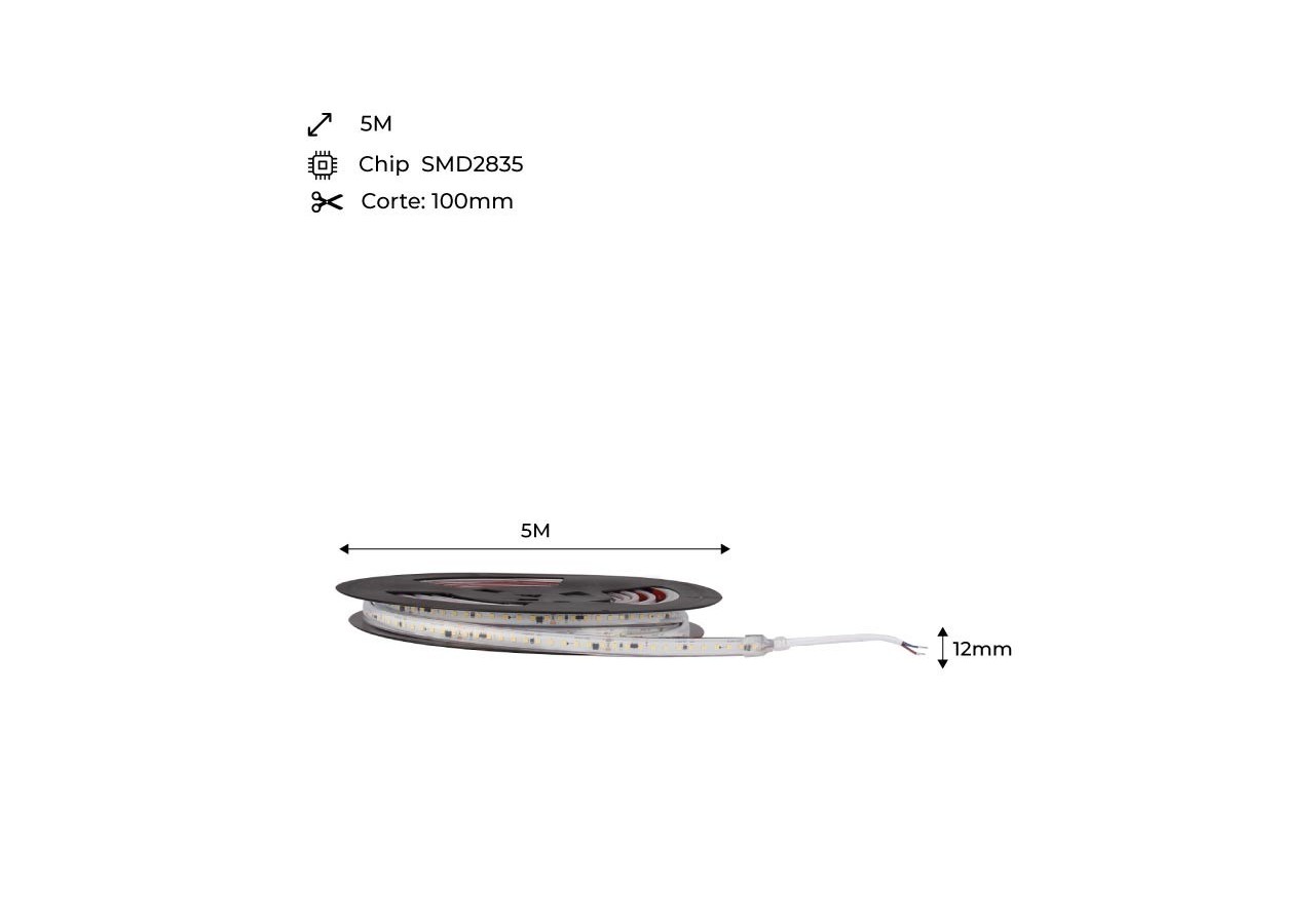 Ruban LED 230V 75W (600xSMD2835) 12mm IP67 Rouleau de 5 mètres - B1535-270 - Barcelona LED