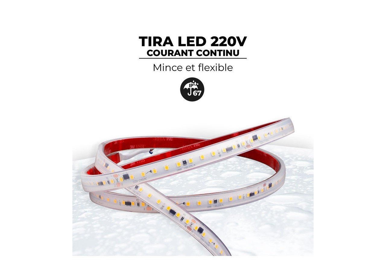 Ruban LED 230V 75W (600xSMD2835) 12mm IP67 Rouleau de 5 mètres - B1535-BF - Barcelona LED