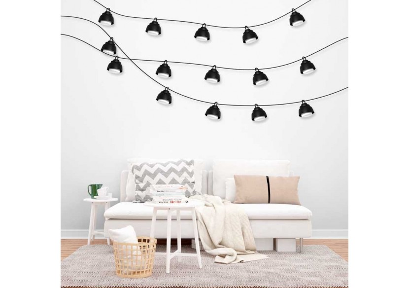 Guirlande décorative extérieur LED 6m avec 6 lumières de 8W - B2037-N-BC - Barcelona LED