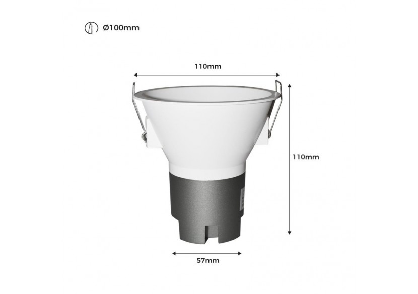 Spot LED encastrable 10W "KOPPA"-Optique 24 degrés-Coupe diamètre 100mm-Faible UGR - MODR11-24-B-2700 - Barcelona LED