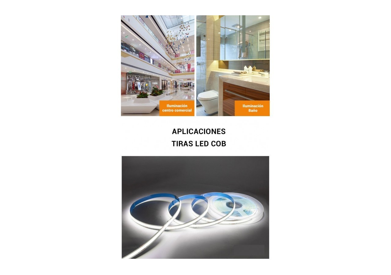 Ruban LED COB 24V DC-12W/m-10mm-IP20-Rouleau de 10 mètres-Sécable tous les 5cm - B1559-10-BN - Barcelona LED