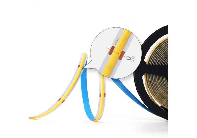 Ruban LED COB 24V DC-12W/m-10mm-IP20-Rouleau de 10 mètres-Sécable tous les 5cm - B1559-10-BN - Barcelona LED