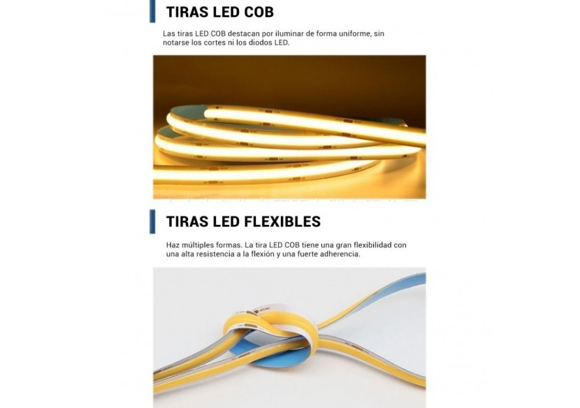 Ruban LED COB 24V DC-12W/m-8mm-IP20-Rouleau de 5 mètres-Sécable tous les 4cm - B1559-5-BN - Barcelona LED