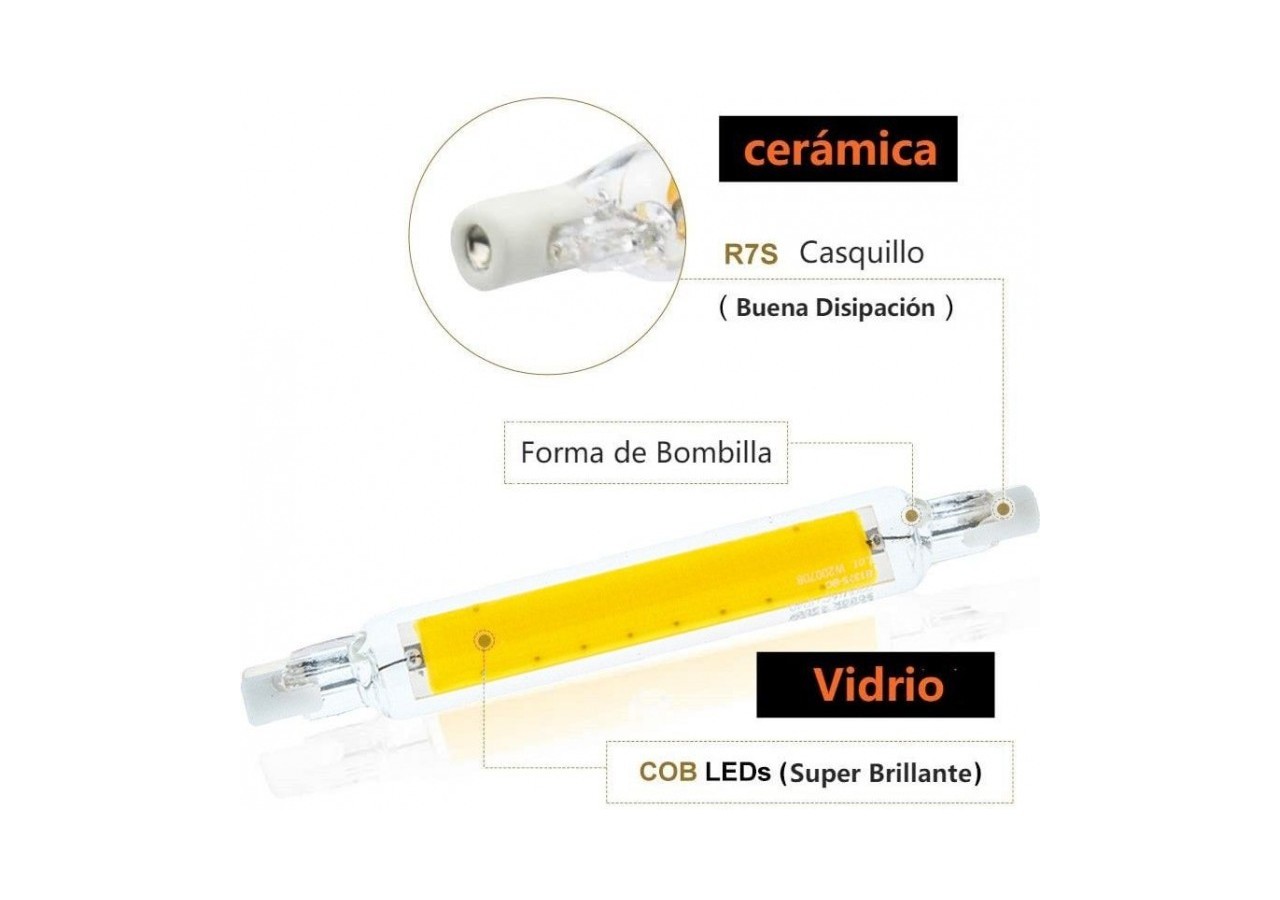 Ampoule R7S 118mm 1200lm Chip COB 12W - B1375-BN1 - Barcelona LED