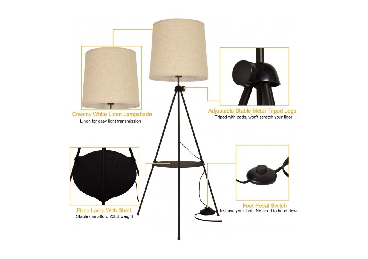 Lampe sur pied avec tablette "Madison" - L5048-B - Barcelona LED