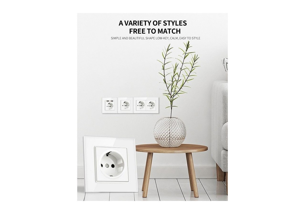 Prise Schuko 2 pôles + terre 16A - B6055-B - Barcelona LED