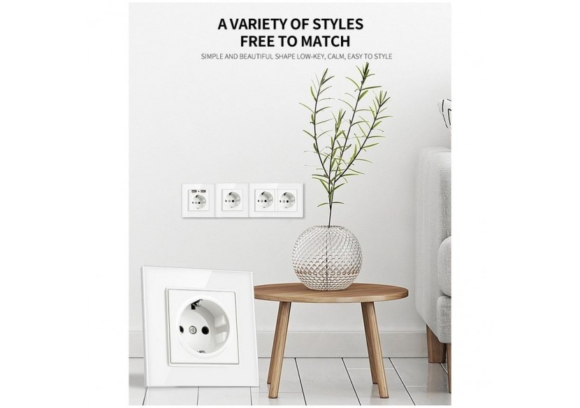 Prise Schuko 2 pôles + terre 16A - B6055-B - Barcelona LED