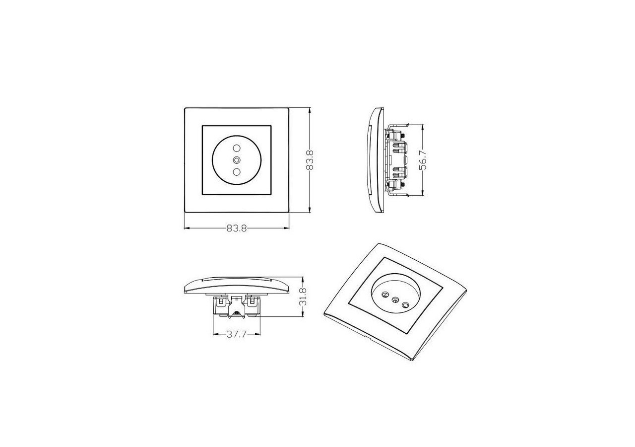 Prise Schuko 2 pôles + terre 16A - B6055-B - Barcelona LED