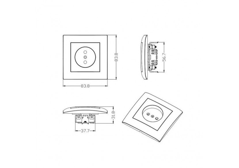 Prise Schuko 2 pôles + terre 16A - B6055-B - Barcelona LED