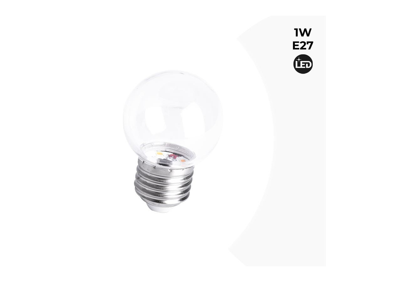 Ampoule LED E27 1W G45 transparente - B1318-E27-270 - Barcelona LED