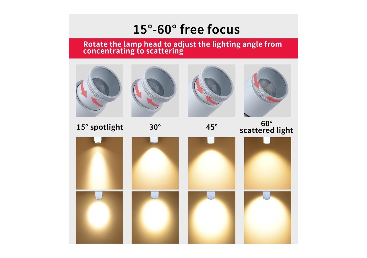 Applique LED 12W orientable avec angle d'éclairage réglable"Escop" - L210-W - Barcelona LED