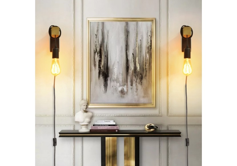 Applique murale en bois "RUDER" avec prise et interrupteur - LM130-N-EU - Barcelona LED