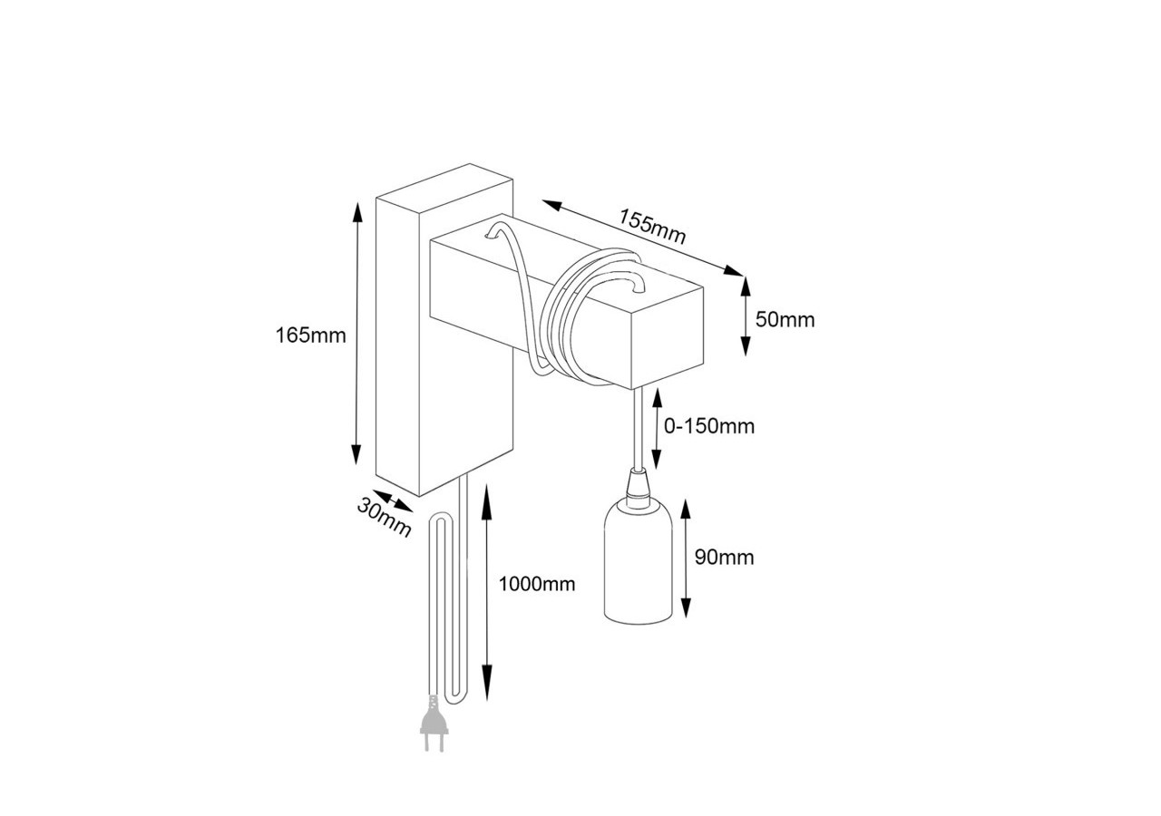 Applique murale en bois "RUDER" avec prise et interrupteur - LM130-B-EU - Barcelona LED