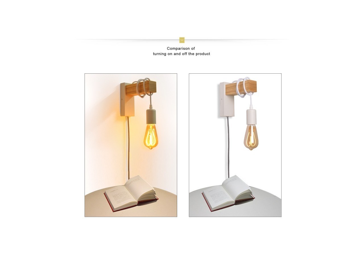 Applique murale en bois "RUDER" avec prise et interrupteur - LM130-B-EU - Barcelona LED